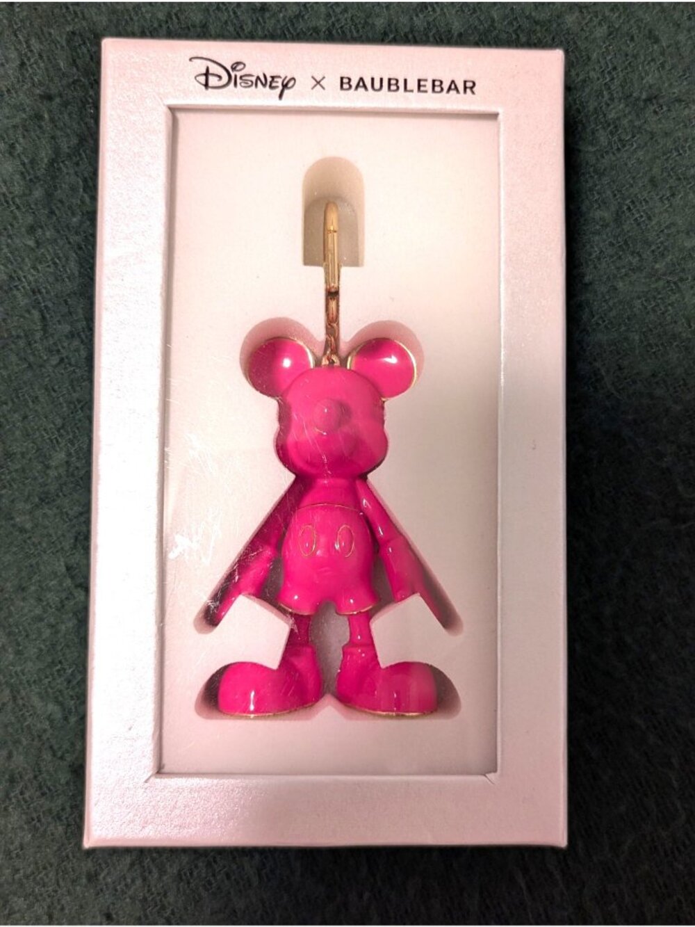 Disney X BaubleBar Pink Mickey Mouse Charm Keychain In Gift Box